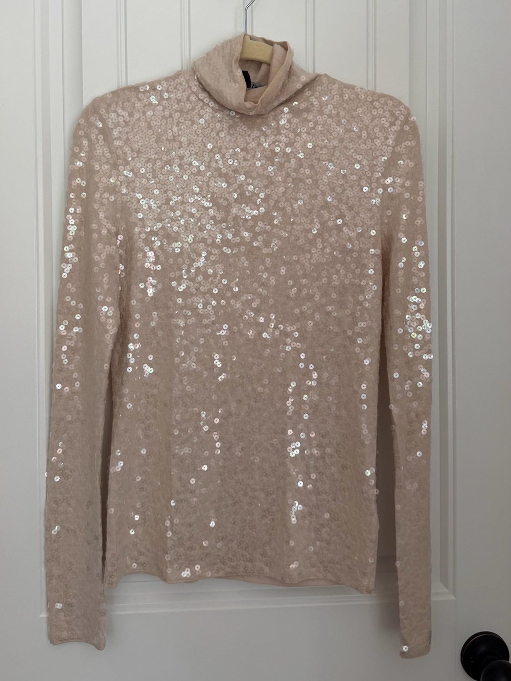 Express Blush Sequin Turtleneck Top